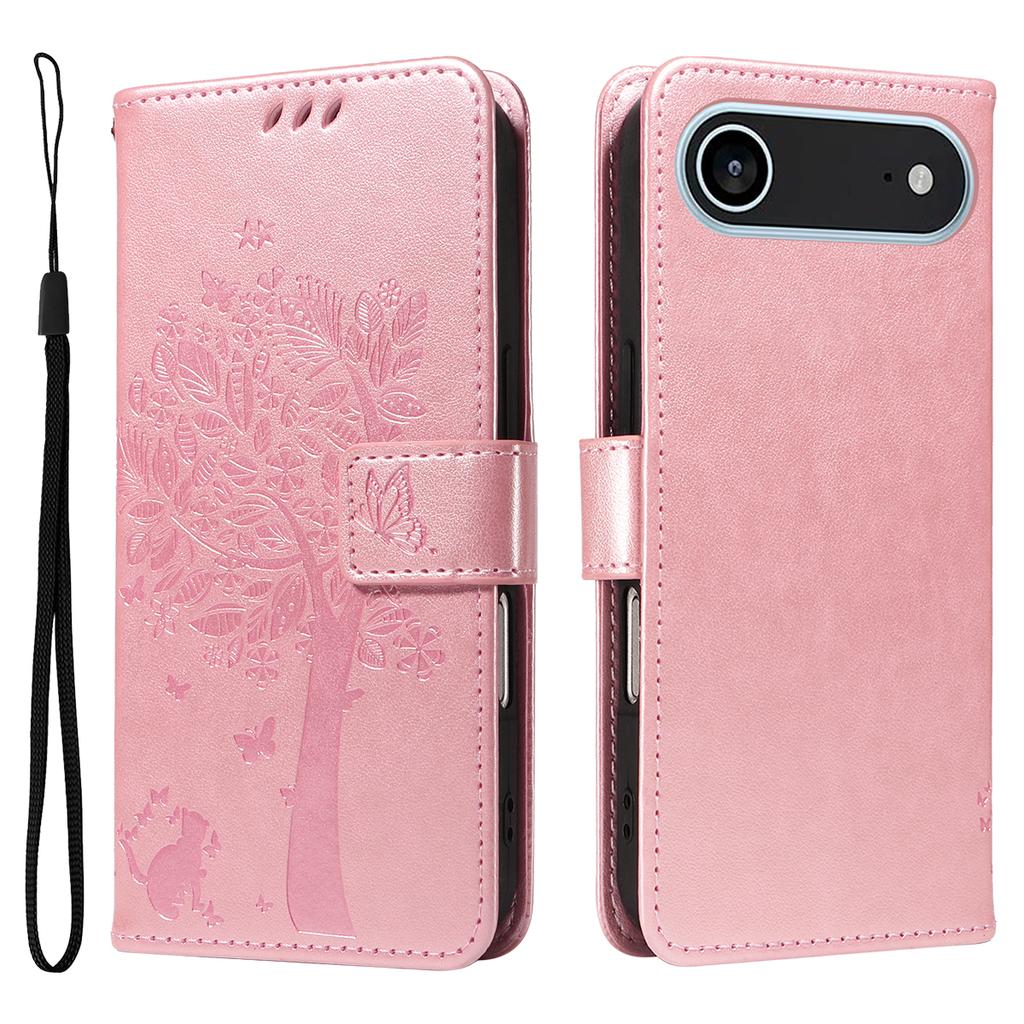 For iPhone 17 Air Phone Case with Stand Cat Tree Pattern Leather Wallet Mobile Cover