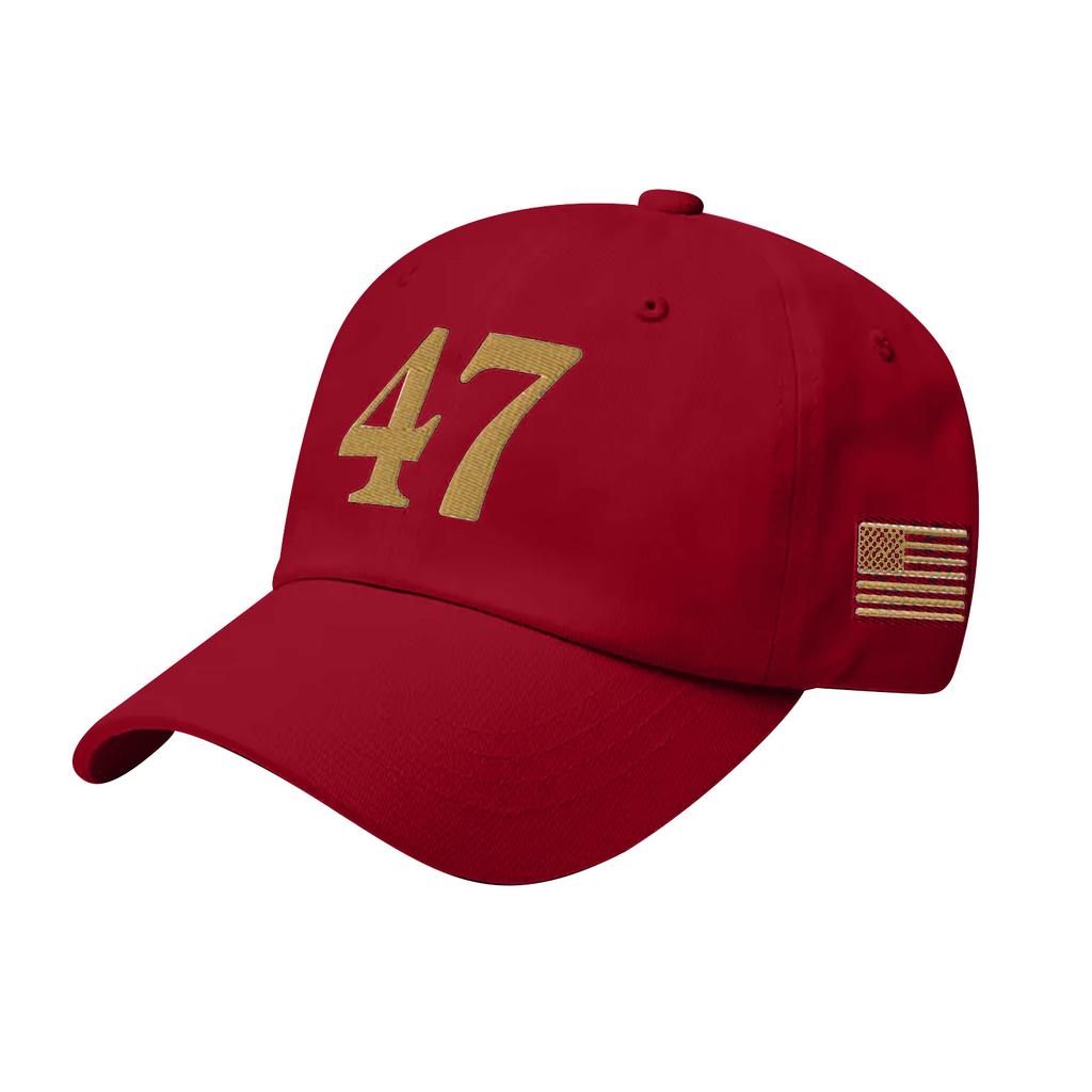 Casual Adult 47 Embroidered Peaked Baseball Cap Adjustable Outdoor Sun Hat For Men And Women White Black Red