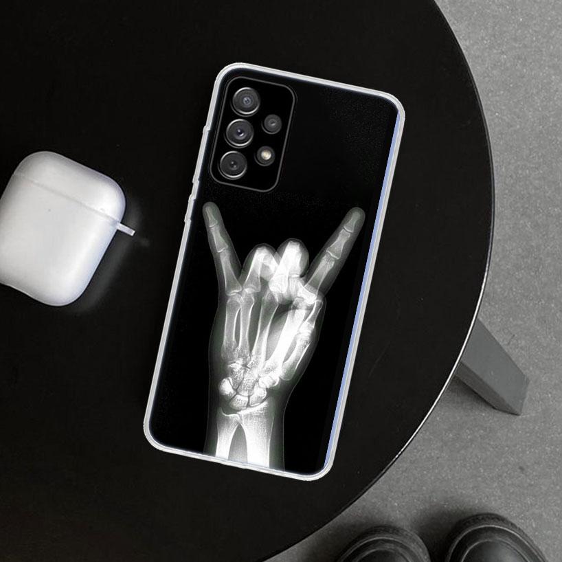Autumu X Ray Hand Bones Phone Case Cover for Samsung Galaxy A12 A22 A32 A52 A72 A02S A51 A50S A31 A20S A10S Note 20 Ultra 10 Plu