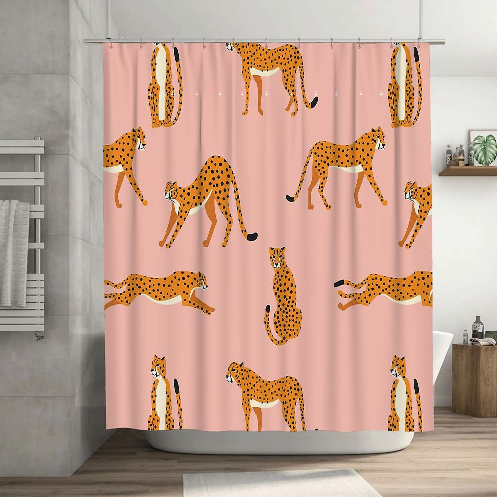 Cat Shower Curtain Cute Kitten Bathroom Decor Animal Pattern Washable Fabric Liner Modern Home Decor Vintage Style Washable