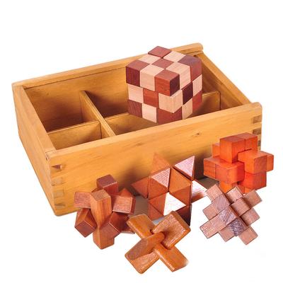 Magic IQ Lu Ban Locks Puzzles Boxes Set For Kids Adults Unlock Interlocking Wooden Brain Teaser Educational Toys Gifts