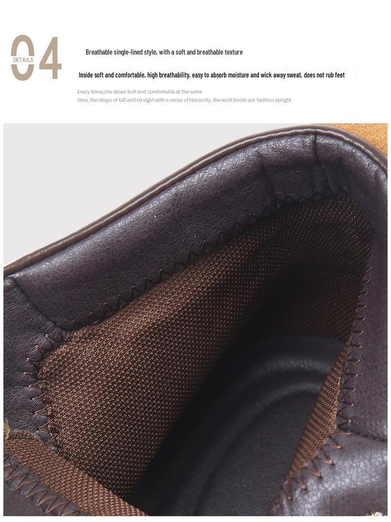 2025 Herbst/Winter Herren Gelbe Leder Martin Wander- & Arbeitsstiefel - Dicke Sohle Britischer Stil