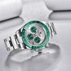 Pagani Design Men's Watch Seiko Quartz Movement Chronograph Waterproof Ceramic Bezel Stainless Steel Strap Green