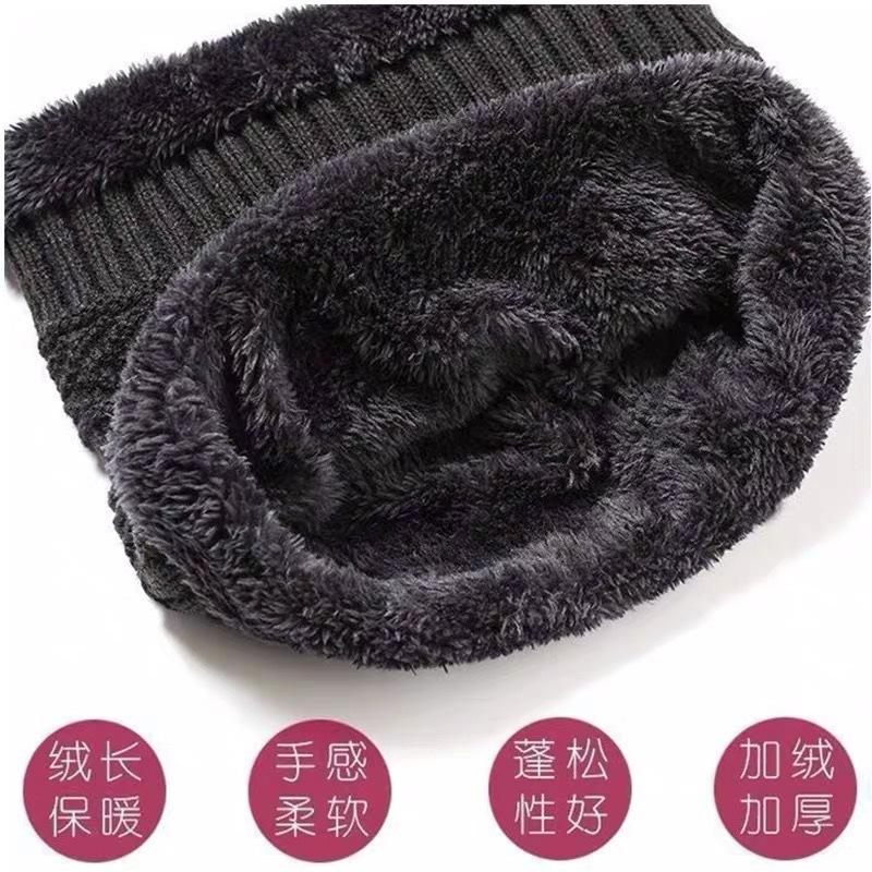Men's Autumn Winter Warm Two-piece Hat and Neck Warmer Set Outdoor Cold-proof Knitted Woolen Hat and Neckerchief Set for Men