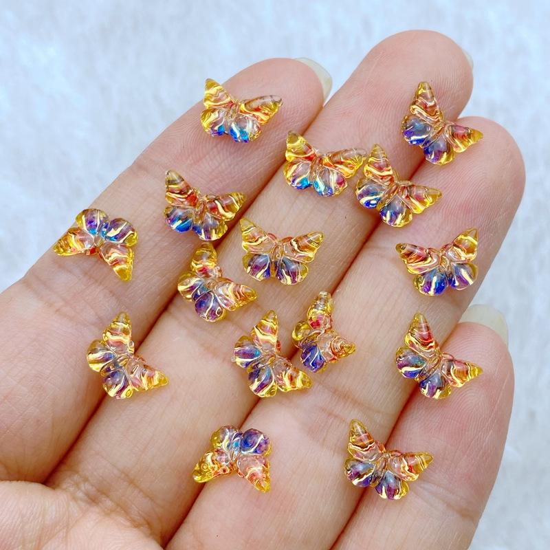 50Pcs New Cute 7*10mm Mini Little Butterfly Series Resin Flatback Ornament Jewelry Making Manicure Hairwear Accessorie