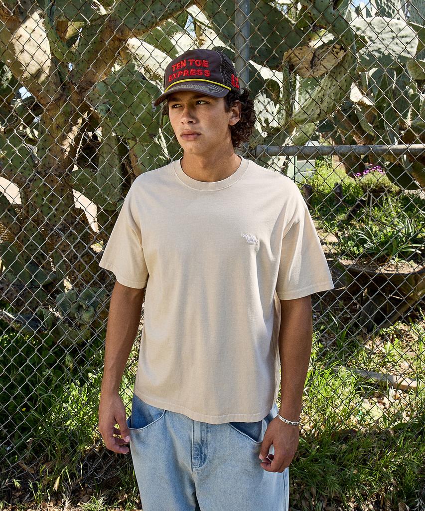 Peullukeu Crop Slam Logo Pigment Short Sleeve T-Shirt Light Beige Fst752C