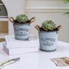 Retro Metall Pflanztopf Blumentopf mit Seilgriffen Antiker Pflanztopf für