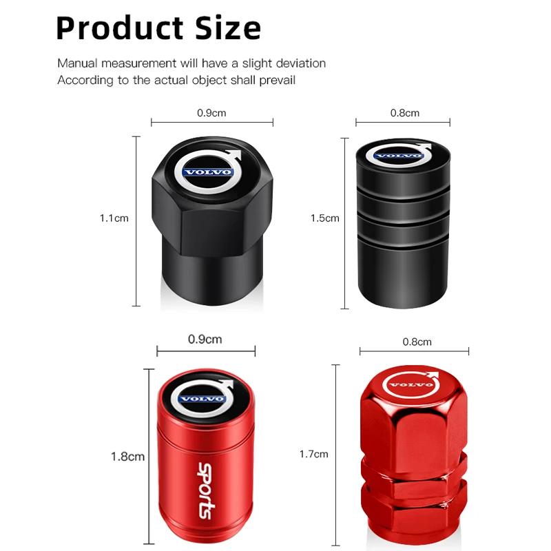 4Pcs Aluminum Alloy Car Wheel Tire Valve Caps Stem Cover For Volvo Rdesign XC60 XC90 XC40 V50 V60 V40 EX30 S60 C30 V70 S90 AWD