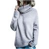 Womens Fashion Solid Long Sleeve Sweater Loose Turtleneck  Knitting Sweater