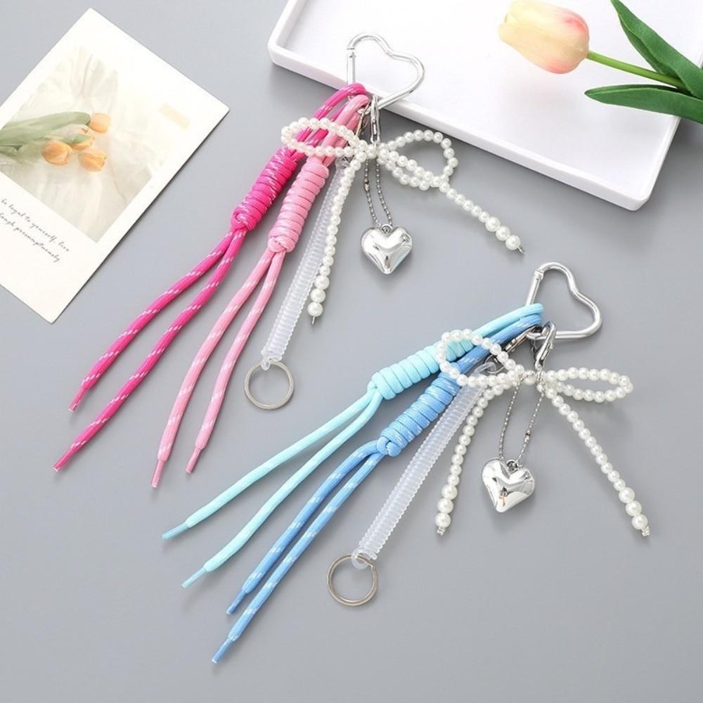 Phone Case Hanging Ornaments Heart Charms Keychain Y2k Rope Keychain Fashion Bowknot Key Ring