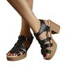 Übergröße 36-43 Strand-Plateausandalen Lackschuhe 2025 Sommer Elegant Block Hohe Absätze Sandalen Damen für Büro Mutter