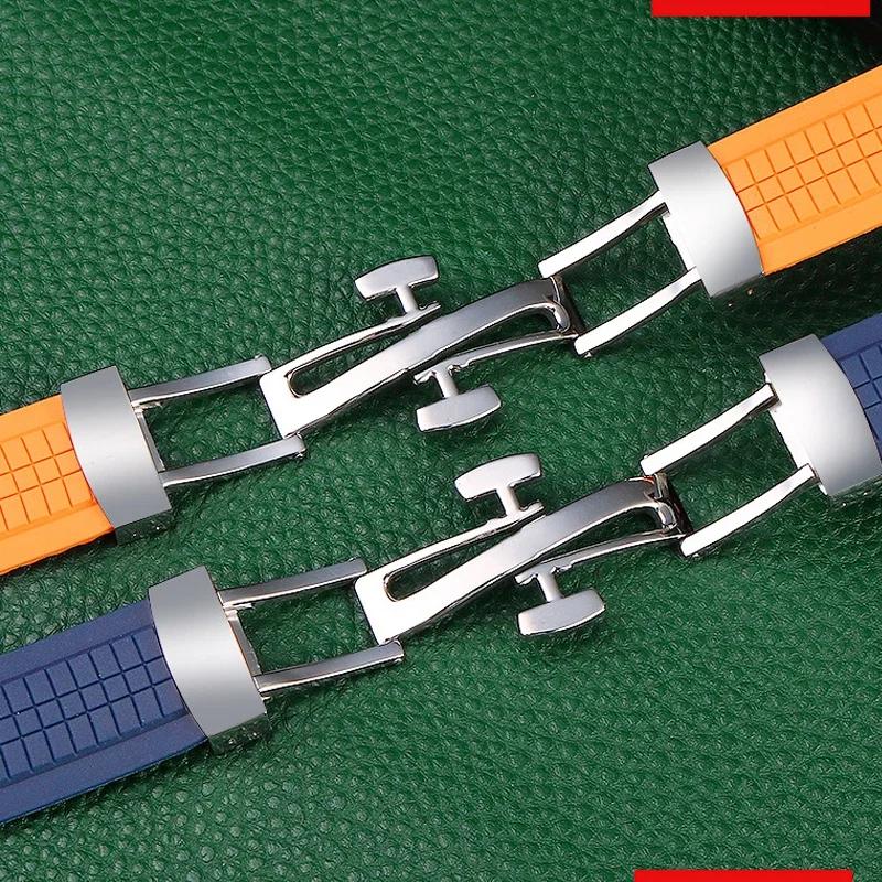 Prémiový měkký gumový řemínek k hodinkám Pasuje na Patek Philippe Silikon 5164A 5167A 5168A 21mm Skládací spona Řemínky k hodinkám