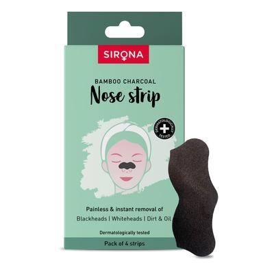 Sirona Blackhead Remover Bamboo Charcoal Nose Strips for Women (Pack of 4) | Painless & Instant Removal of Whiteheads, Blackheads, Pore Cleanser,