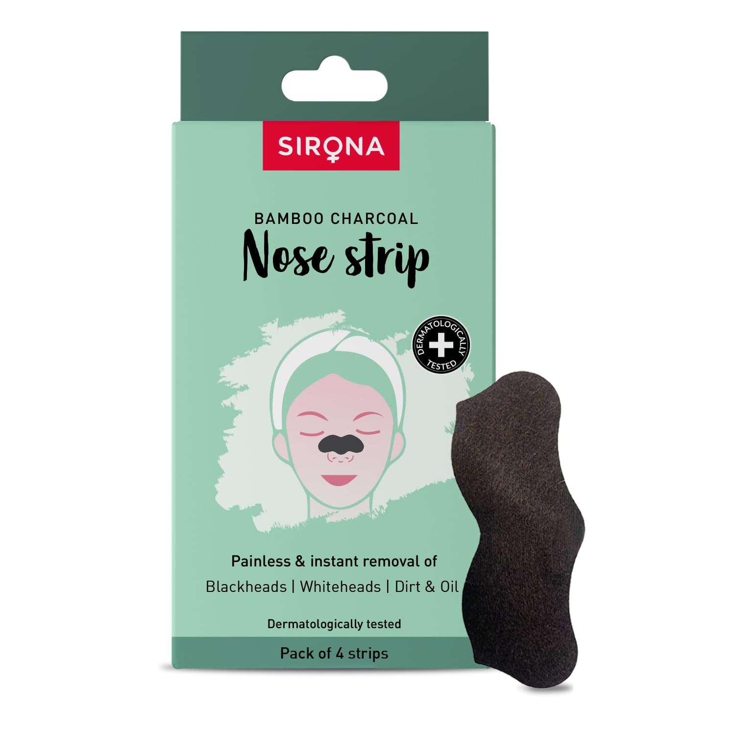 Sirona Blackhead Remover Bamboo Charcoal Nose Strips for Women (Pack of 4) | Painless & Instant Removal of Whiteheads, Blackheads, Pore Cleanser,