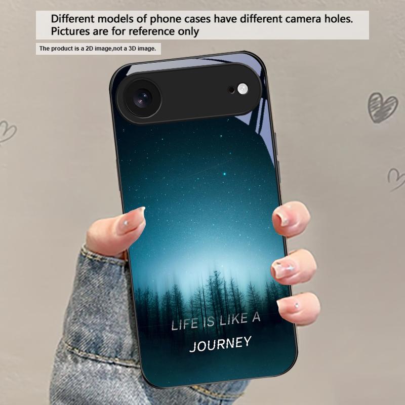 Lake Aurora Ice Surface For iPhone 17 Air 16 E 15 Plus 14 Pro Max 13 12 Mini 11 5 6 7 8 Plus XR XS Max SE Black Glass Phone Case