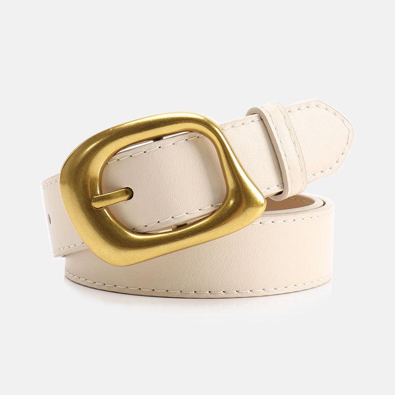 Color Solid Simple Belt With Irregular Square Needle Buckle Design For Use Daily