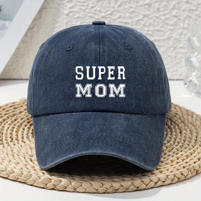 Super Mom letter printed vintage washed baseball cap with soft top and outdoor curved brim casual headpiece