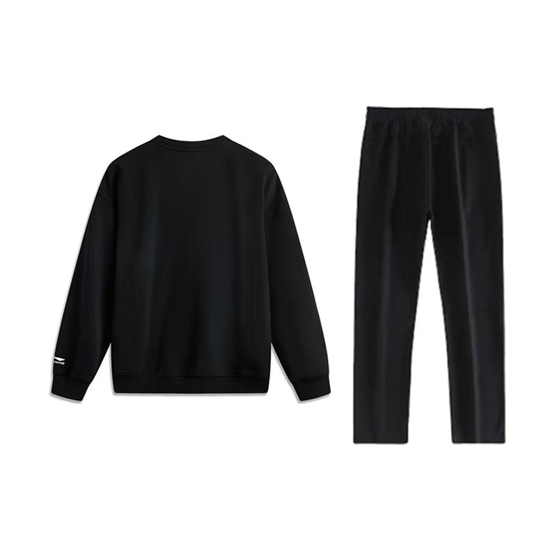 Li Ning Letter Logo Printed Fashion Retro Loose Comfortable Crew Neck Pullover Long Sleeve Sweatshirt Casual Sports Set AWDVK1-1-AKL81-1