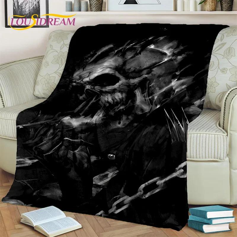 Horror Gothic Skull Ghost Cartoon  Blanket,Soft Throw Blanket for Home Bedroom Bed Sofa Picnic Travel Office Cover Blanket Kids