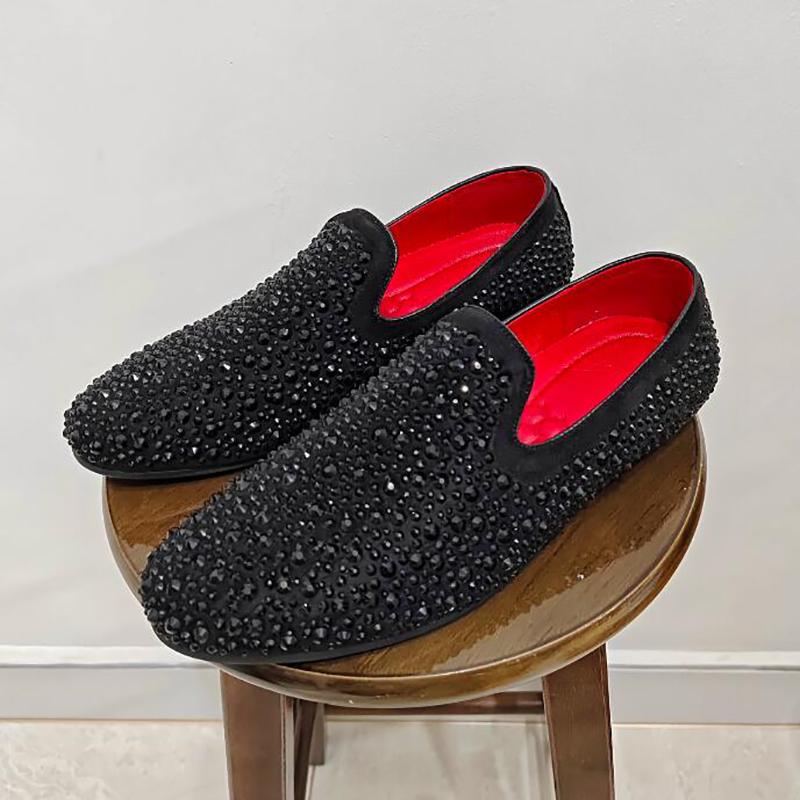 Fashion Personalized Foot Set Loafers Willow Spikes Men's Studded Leather Shoes Korean Hair Stylist Bean Shoes Handmade Dress Shoes A8