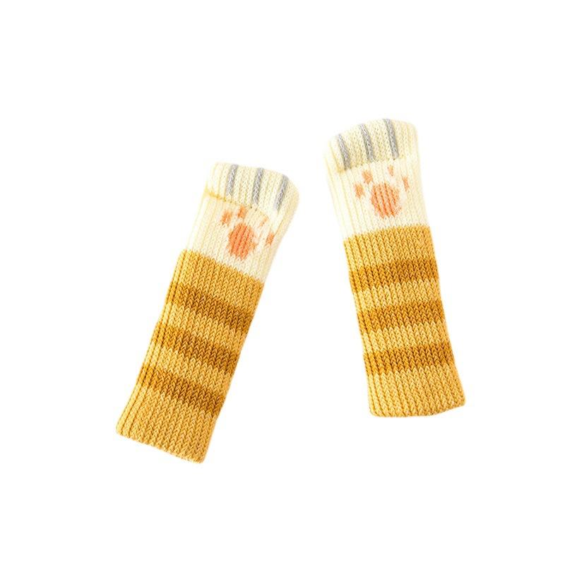4 Stück Tisch- und Stuhlfußüberzug Gestrickte Wolle Türgriffschutzhülle Rutschfest und Verschleißfest Geräuschlos Katze Verdickter Stuhlfußüberzug Beinpolster