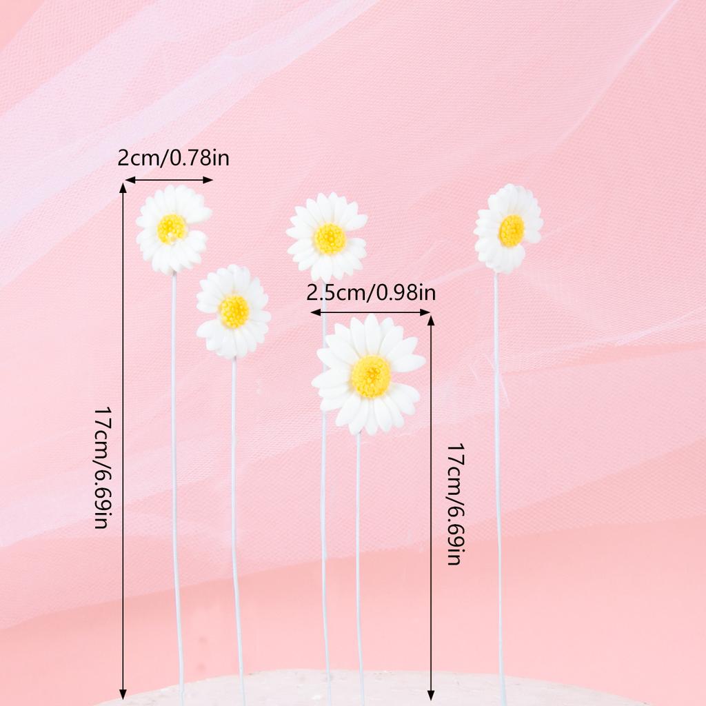 1set Daisy Cake Topper Multi Size Paper Daisy Flower Cake Picks Girl Birthday Party Baby Shower Cake Decoration Wedding Supplies