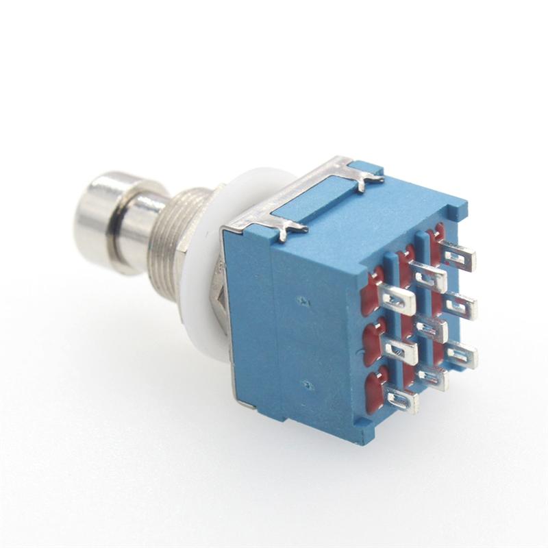 AD23-10PCS 3PDT Guitar Effects Stomp Switch Guitar Foot Switches 9 Pin Latching Push Button Switch ON-On With Solder Terminal