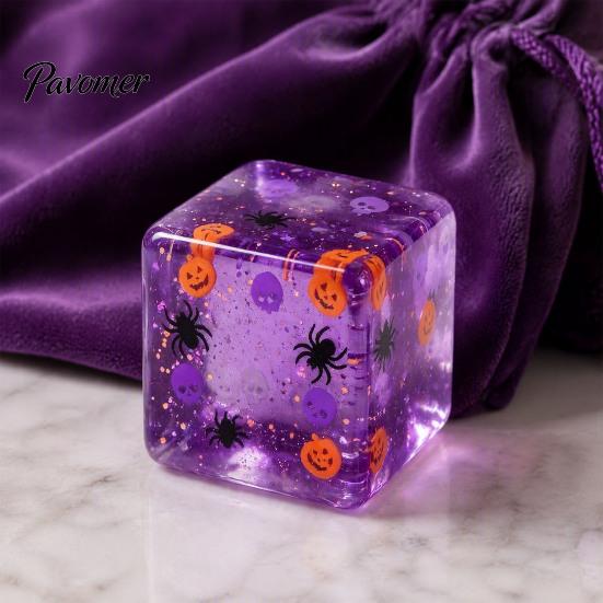 Portable Stress Toys Halloween Cube Sensory Toy, Squeeze Toy with Pumpkin Skull Relieving Spider Pattern, Clear Anxiety Relief Party Favors Gadget