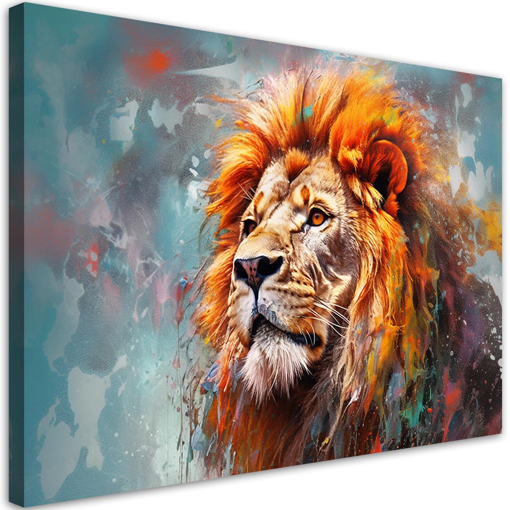 Canvas Print, Animal AI Lion Abstraction