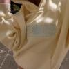 Casual Embroidered Hooded Sweatshirt Fashion Loose Long Sleeve Pocket Solid Color Pullover Hoodie For Women
