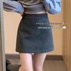 Gray Wool A-line High Waist Short Skirt for Women - 2025 Autumn/Winter Collection