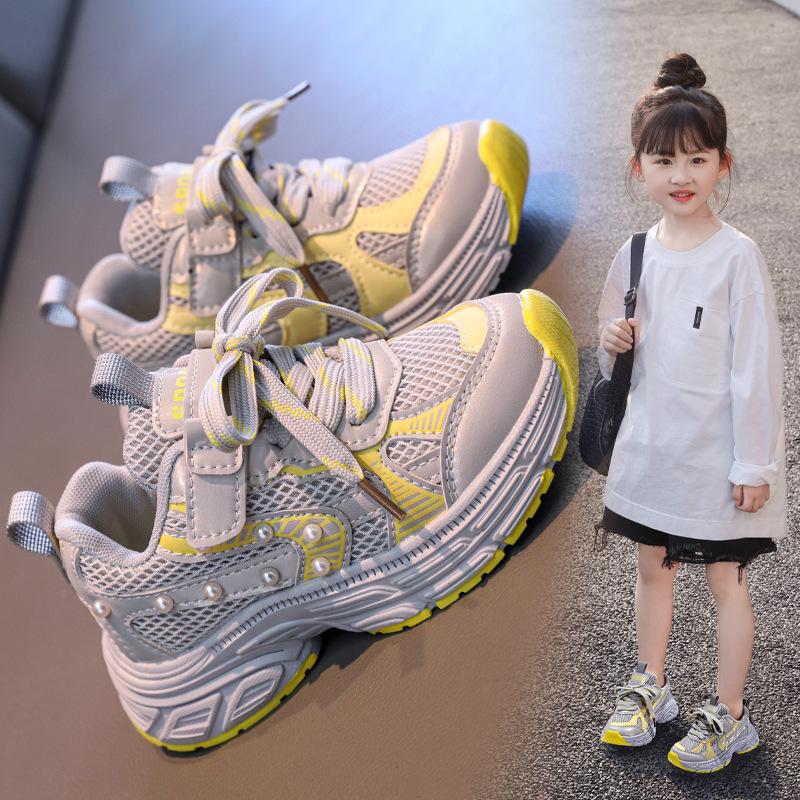 Girls Mesh Dad Shoes Classmates 2025 Autumn New Sports Shoes Little Girls Running Shoes Lightweight Breathable Single Shoes