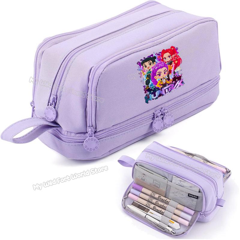 High Quality Kpop Demon Hunters High-capacity Pencilcase Rumi Mira Zoey Girl Stationery Pouch Cartoon Student Pencil Bag School Supplies