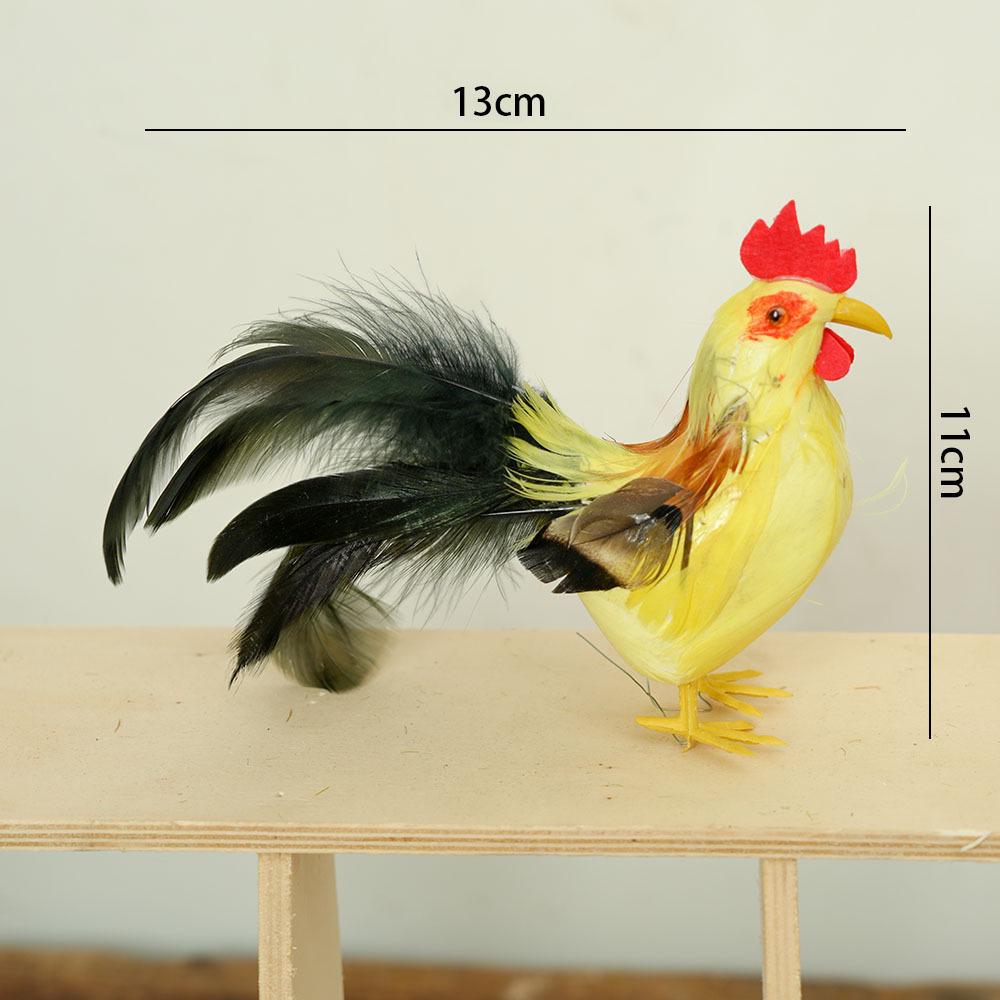 Porcelain Hen and Rooster Feather Ornament for Display and Photography Prop