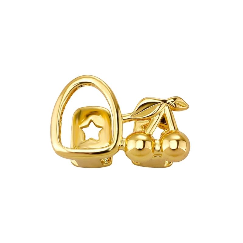 

Fashionable Metal Fang Grillzs Cherry Teeth Jewelry Copper Texture Dental Accessory Suitable for Parties and Event