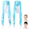 Cosplay Wig Snow Miku SNOW MIKU Hatsune Miku Long Twin Tails with Vance Light Blue White Gradation White Mercier Wig Net Set of 2