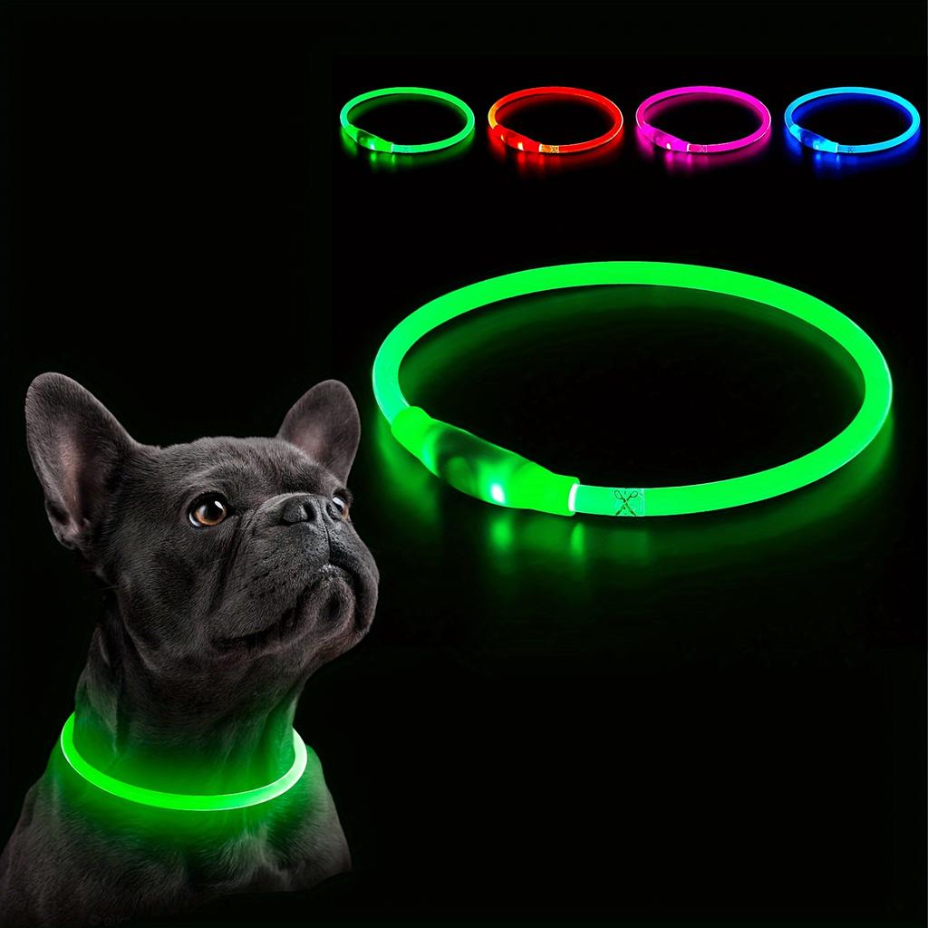 LED-Licht Halsband für Hunde, Nachtlicht Anti-Verlust-Halsband, Leuchtendes Halsband für Nachtspaziergänge, Sicherheitswarnung, Anti-Verlust-Hundezubehör