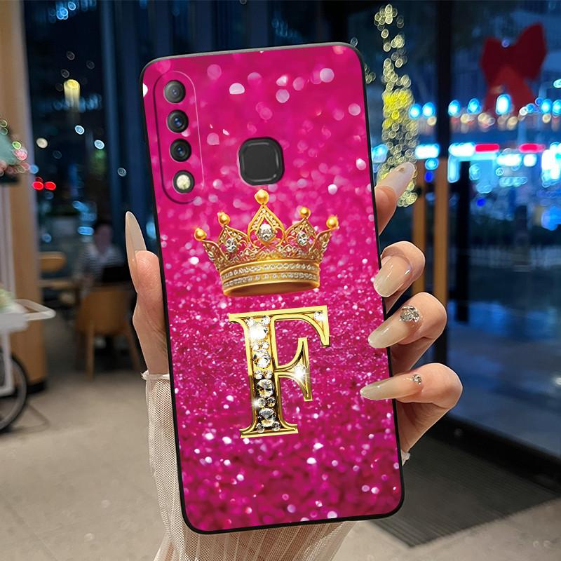 Beautiful A To Z Letter Crown Casing For Infinix S4 Smart3 Plus X626 X267 Case Black Soft Silicone Shockproof Shell