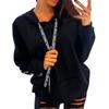 Plus Size Women's Winter 2022 Loose Fleece Sweatshirt with Letter Webbing