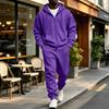 Completo con felpa con cappuccio e zip a contrasto e pantaloni della tuta con coulisse da uomo