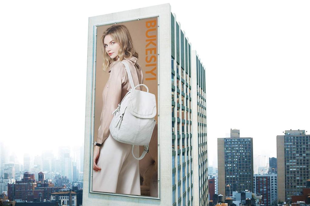 BUKESIYI Women's Mini Backpack, Large Capacity, Waterproof, PU Leather, JP78179, Pearl White