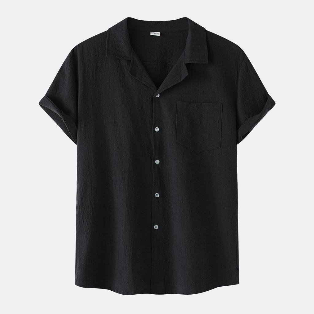 Men's 2026 Summer Cotton-Linen Short-Sleeve Casual Cardigan Shirt