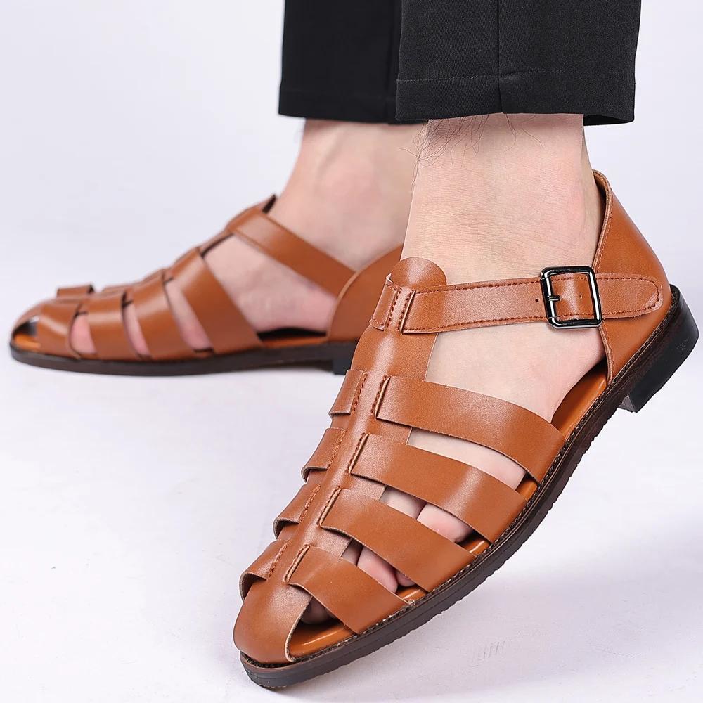 Brand de Lux Sandale pentru Bărbați Stil Roman Sandale Confortabile pentru Afaceri Piele de Înaltă Calitate Pantofi Casual de Designer Mocasini de Mers