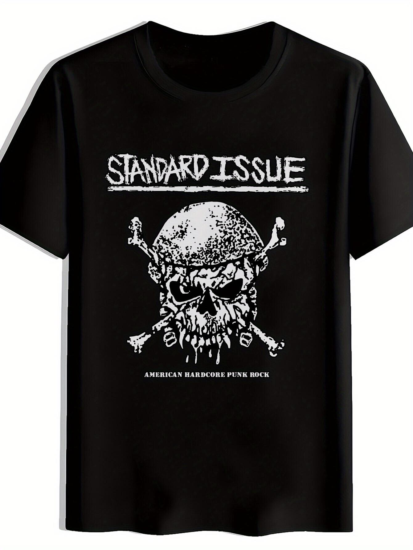 Black Standard Issue Skull Graphic T-shirt - American Hardcore Punk Rock Design XXXL