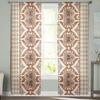 Abstract Line Block Brown Pattern Sheer Curtains for Bedroom Window Holiday Decoration Voile Tulle Transparent