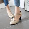 Large Size 32-48 Women T Strap Pumps Hollow Out Sandals Girls' High Heels Bows Women High Heels Round Toe Party Wedding Shoes