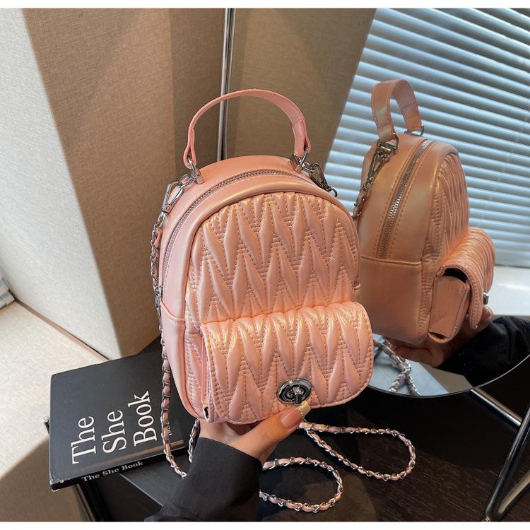 Rhombus Chain Backpack Women's Fashion Niche Sense Leisure Street Trend High Value Travel Backpack