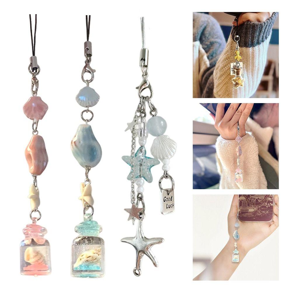 Cute Design Wishing Bottle Hanging Transparent Phone Chain Y2K Keychain Pendant Key Ornament