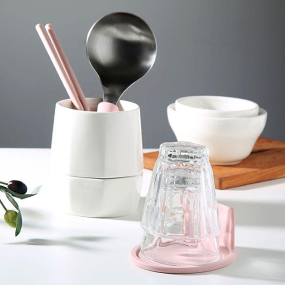 Silicone Handle Korean Soup Spoon Set With Spoon Rack Hot Pot Spoon Household Tablespoon  Cooking