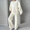 2024 Herbst und Winter neues einfarbiges Rundhals-Langarm-Lockeres Damenbekleidungs-Mode-beiläufiges Hosenset mit weitem Bein